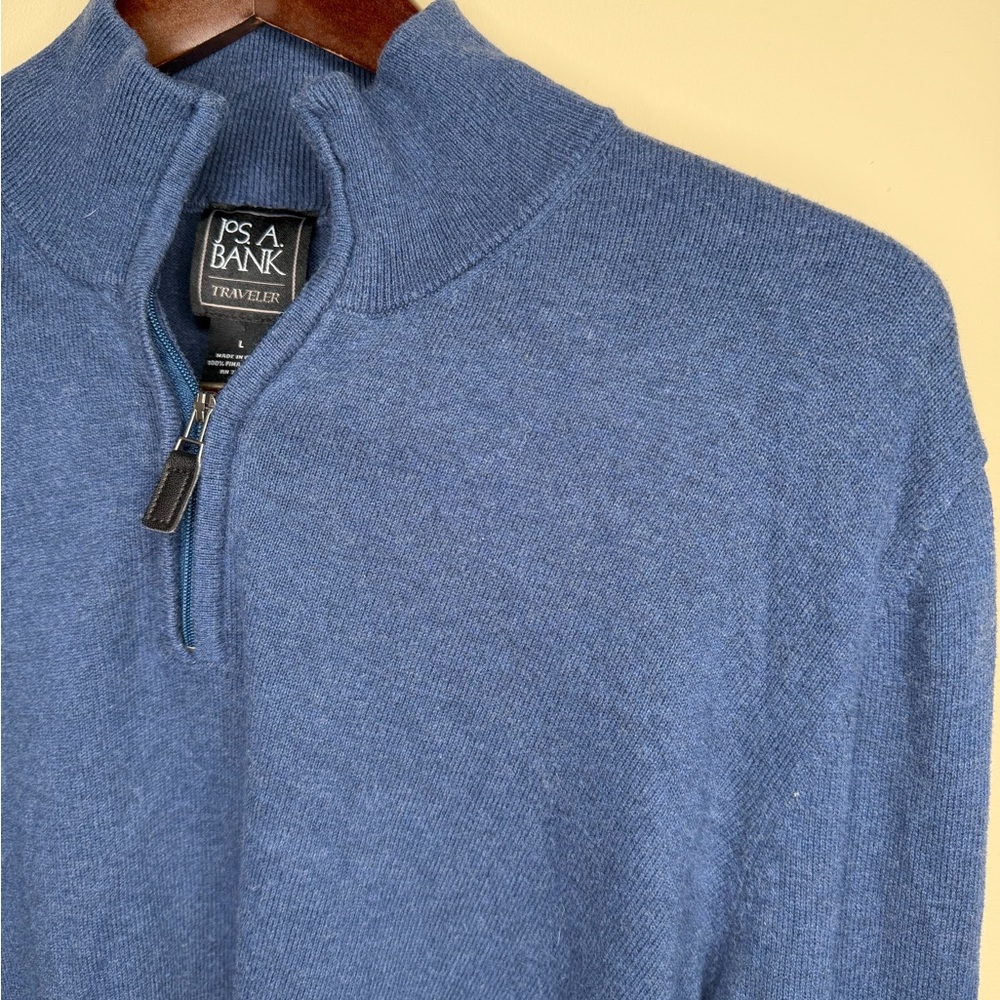 Jos. A. Bank Traveler Men's Blue Pima Cotton Quarter-zip Pullover Sweater. Large